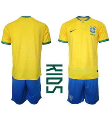 Brasilien babykläder Hemmatröja barn VM 2022 Korta ärmar (+ Korta byxor)